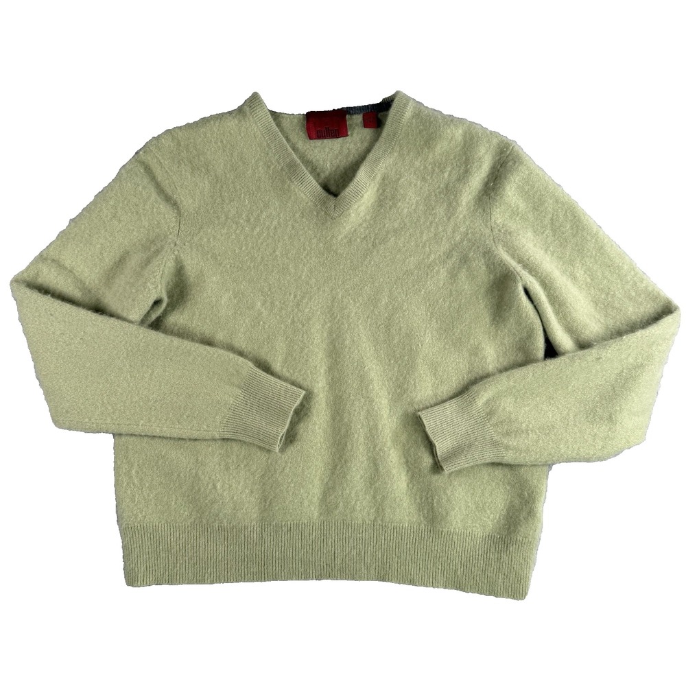 Cullen Cashmere Sweater Womens L Green V Neck Pullover Ski Cozy‎ Cabincore READ